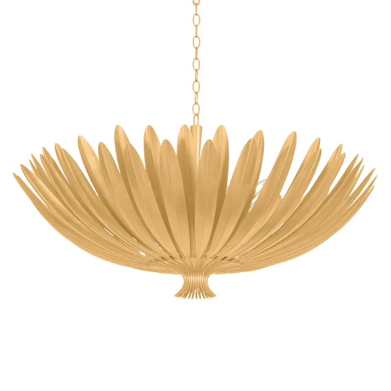 Whitfield 12-Light Chandelier in Vintage Gold Leaf 48W x 24H — Foundry Lighting LED Pendant Lights 48.0W 