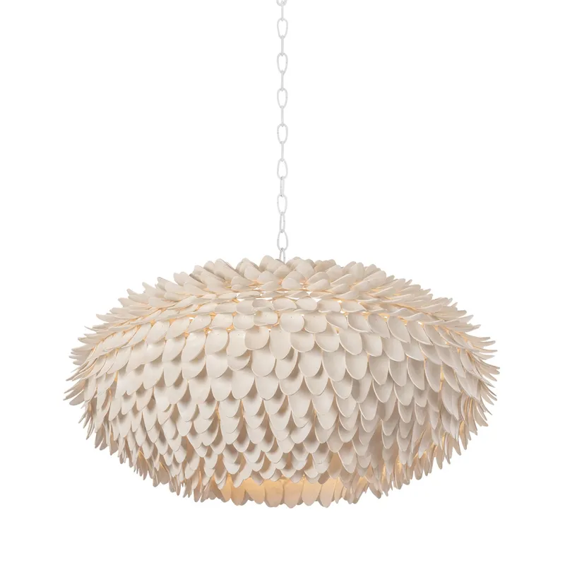 Alsen 6-Light Pendant in White Plaster 36.5W x 19.5H — Foundry Lighting LED Pendant Lights 36.5W 