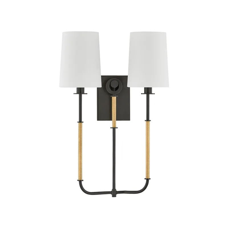 Glenmont 2-Light Wall Sconce in Aged Brass 14W x 21H (2072-AGB/DB) — Foundry Lighting LED Wall Lights 14.0W 