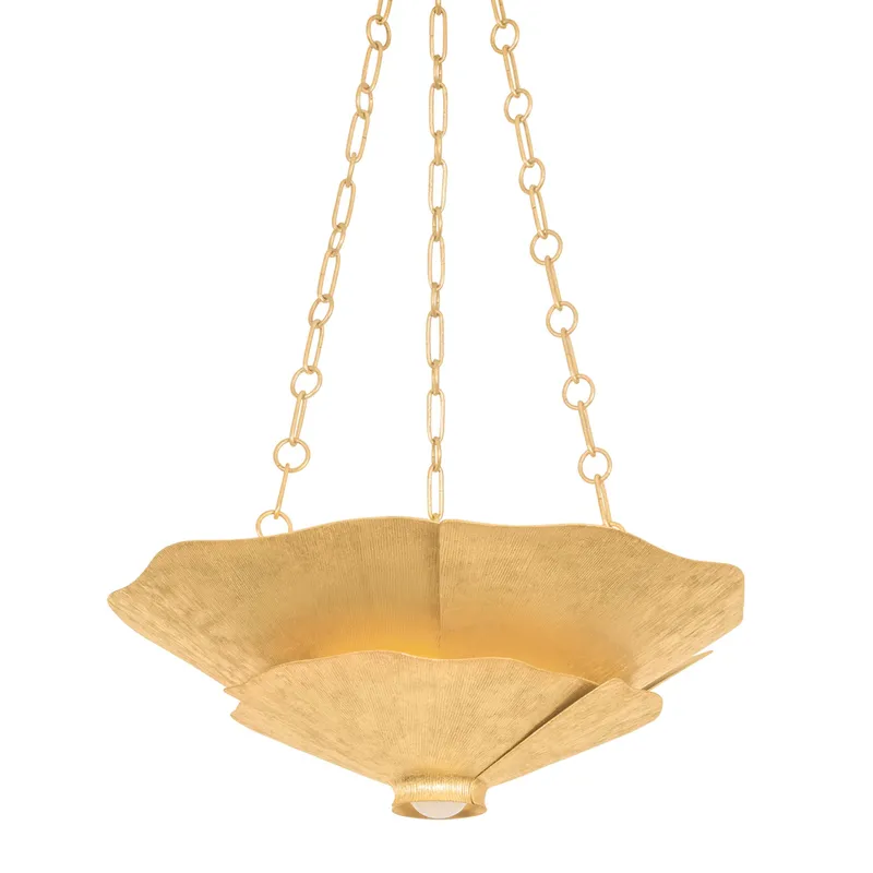 Spring Valley 4-Light Pendant in Vintage Gold Leaf 24W x 8H — Foundry Lighting LED Pendant Lights 24.0W 