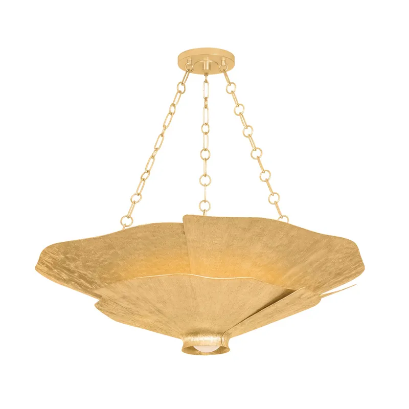 Spring Valley 5-Light Chandelier in Vintage Gold Leaf 36.5W x 11.75H — Foundry Lighting LED Pendant Lights 36.5W 