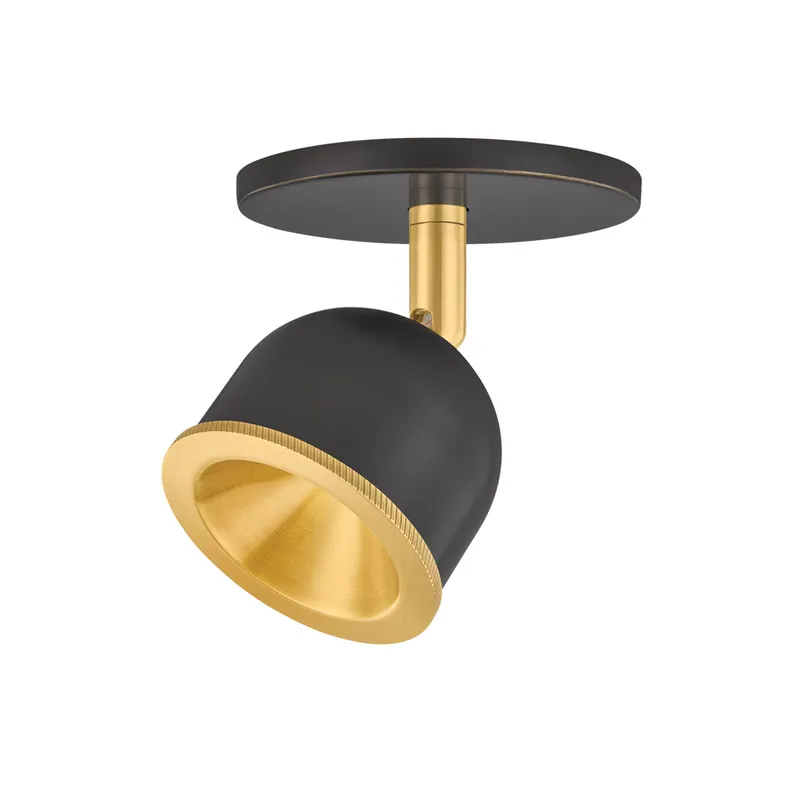 Tuthill 1-Light Flush Mount in Aged Brass 4.25W x 4.25H (3041-AGB/DB) — Foundry Lighting LED Ceiling Lights 25.0W 