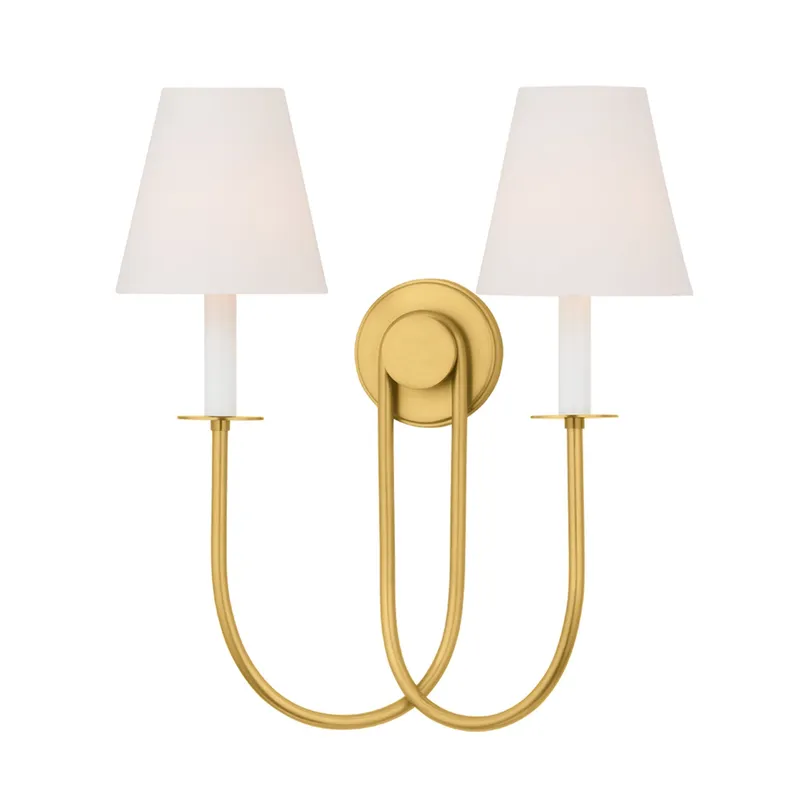 Midtown 2-Light Wall Sconce in Aged Brass 17.5W x 19.75H — Foundry Lighting LED Wall Lights 17.5W 