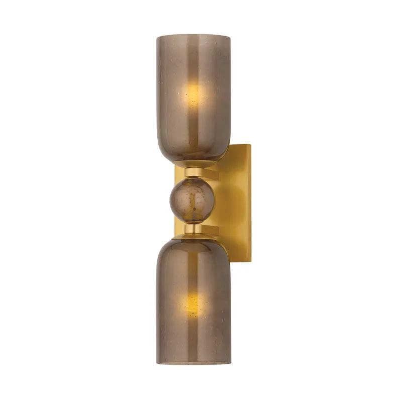 Hurleyville 2-Light Wall Sconce in Aged Brass 4.25W x 17H — Foundry Lighting LED Wall Lights 25.0W 