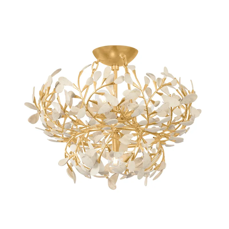 Maybrook 4-Light Semi Flush in Vintage Gold Leaf 22W x 14H — Foundry Lighting LED Ceiling Lights 22.0W 