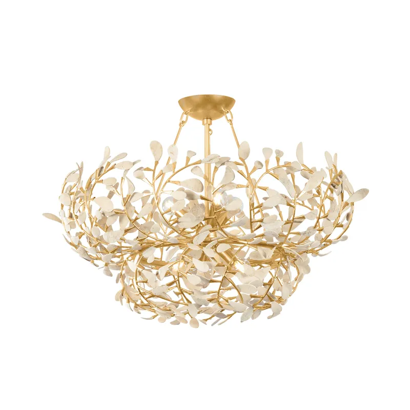 Maybrook 6-Light Chandelier in Vintage Gold Leaf 28W x 16H — Foundry Lighting LED Pendant Lights 28.0W 