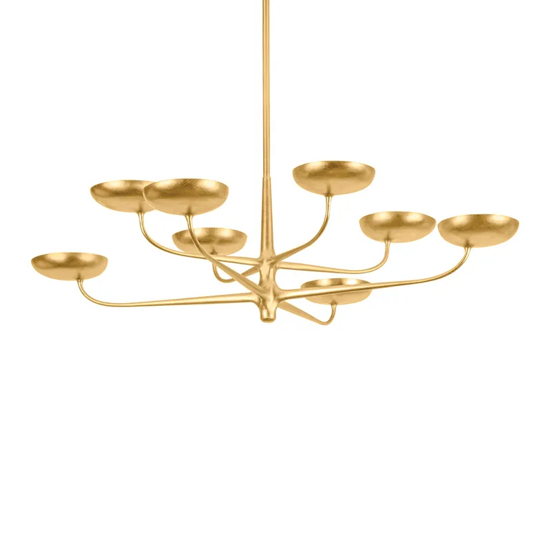 Taormina 8-Light Chandelier in Vintage Gold Leaf 45W x 13H — Foundry Lighting LED Pendant Lights 45.0W 