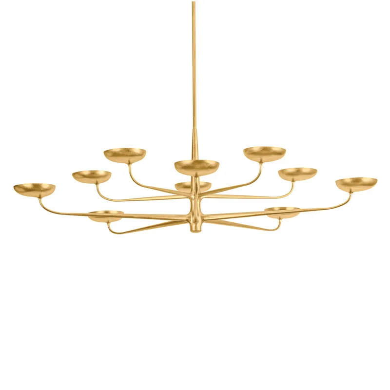 Taormina 10-Light Chandelier in Vintage Gold Leaf 63W x 17.25H — Foundry Lighting LED Pendant Lights 63.0W 