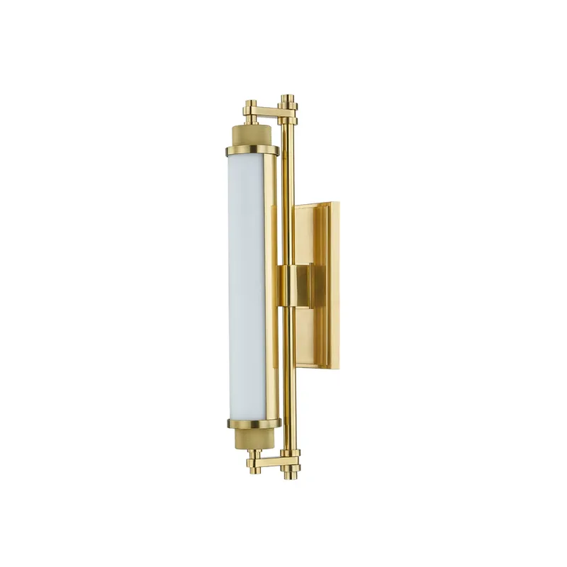 Plandome 1-Light Bath and Vanity in Aged Brass 4.25W x 18H — Foundry Lighting LED Wall Lights 25.0W 