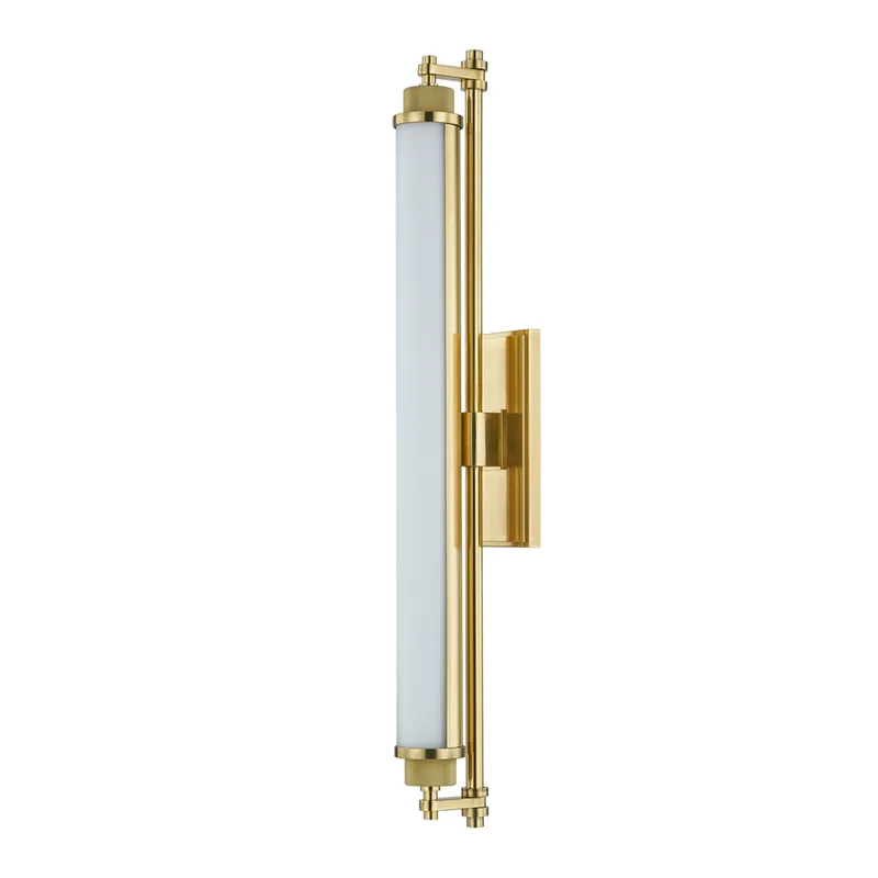 Plandome 1-Light Bath and Vanity in Aged Brass 4.25W x 28H — Foundry Lighting LED Wall Lights 25.0W 