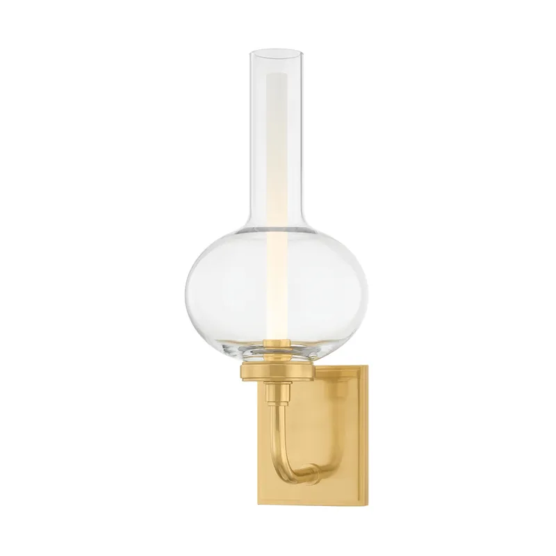 Rossman 1-Light Wall Sconce in Aged Brass 6.75W x 16.5H — Foundry Lighting LED Wall Lights 75.0W 
