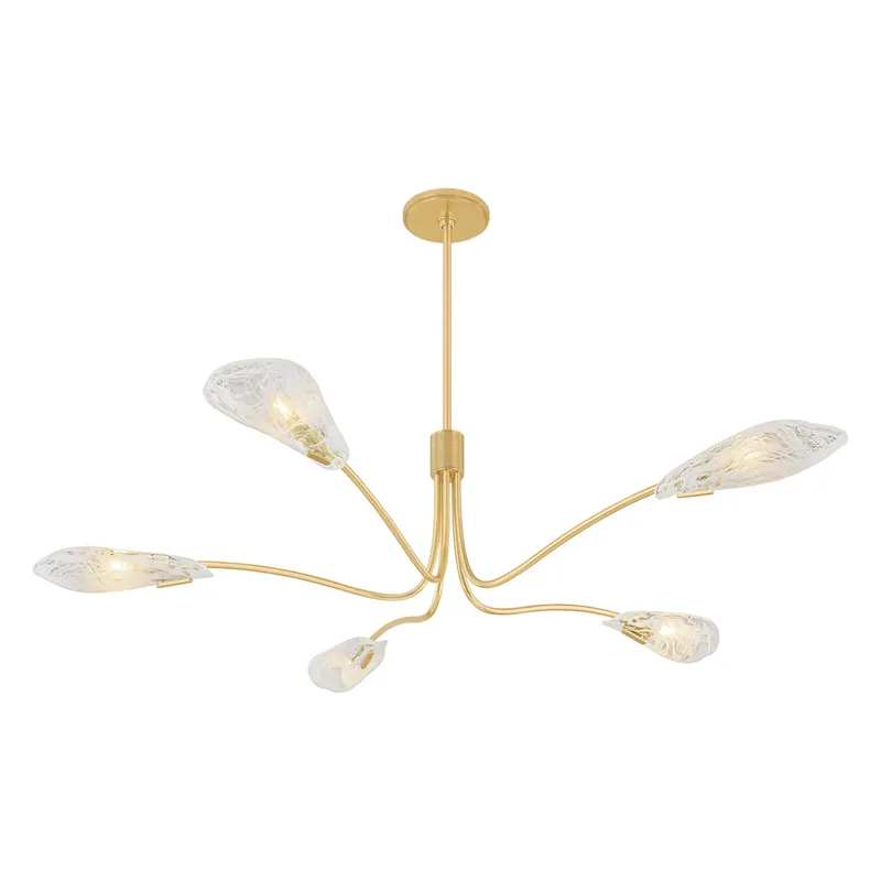 Tenafly 5-Light Chandelier in Aged Brass 56W x 12.25H — Foundry Lighting LED Pendant Lights 56.0W 