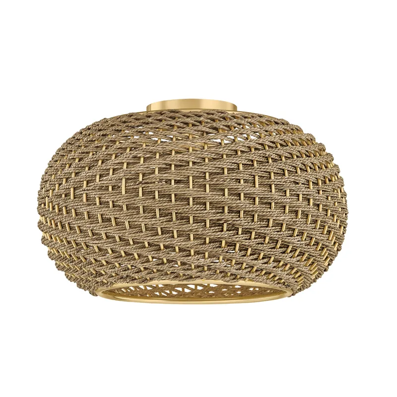 Penarth 1-Light Flush Mount in Aged Brass 16W x 9.75H — Foundry Lighting LED Ceiling Lights 16.0W 