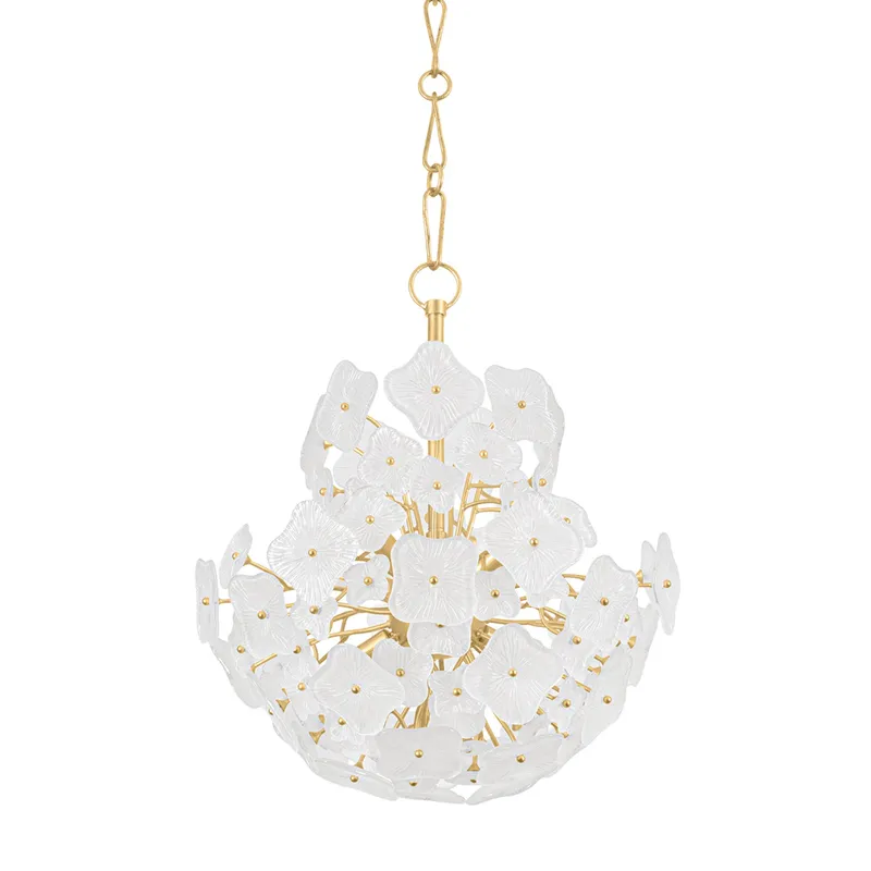 Barrytown 7-Light Chandelier in Vintage Gold Leaf 24W x 25.75H — Foundry Lighting LED Pendant Lights 24.0W 