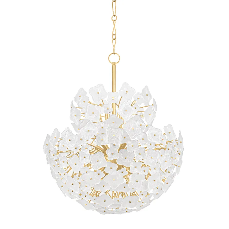 Barrytown 13-Light Chandelier in Vintage Gold Leaf 34W x 39H — Foundry Lighting LED Pendant Lights 34.0W 