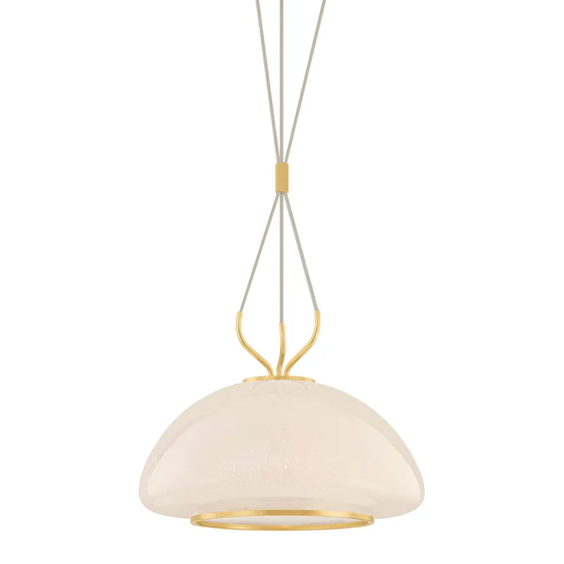 Baudette 1-Light Pendant in Aged Brass 18W x 13.5H — Foundry Lighting LED Pendant Lights 18.0W 