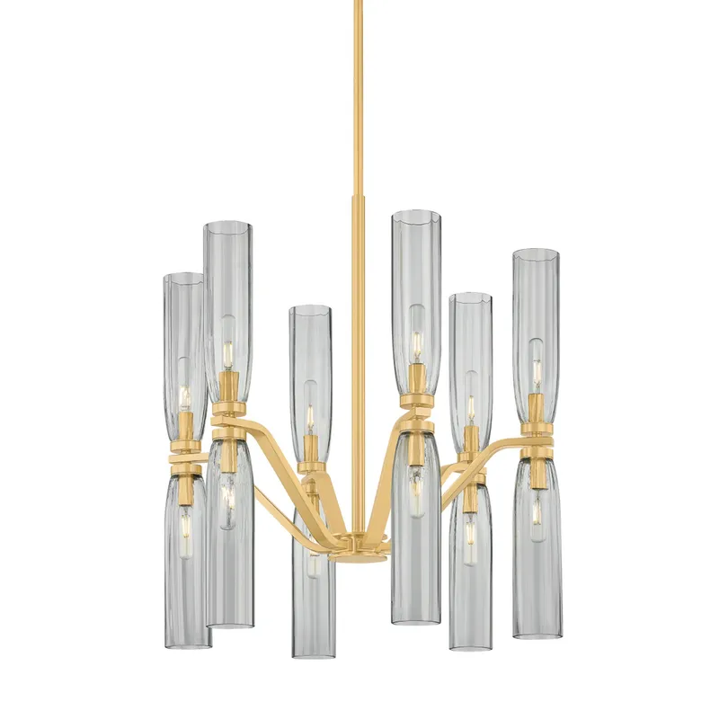 Harpswell 12-Light Chandelier in Aged Brass 25W x 28.25H — Foundry Lighting LED Pendant Lights 25.0W 