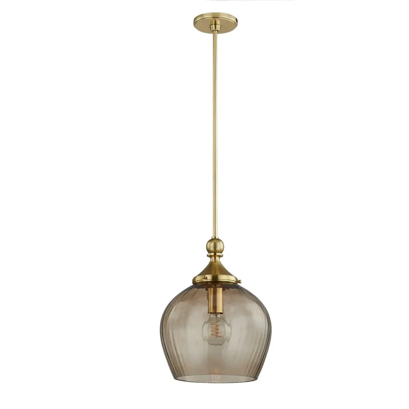 Chatton 1-Light Pendant in Aged Brass 12W x 15.5H — Foundry Lighting LED Pendant Lights 12.0W 
