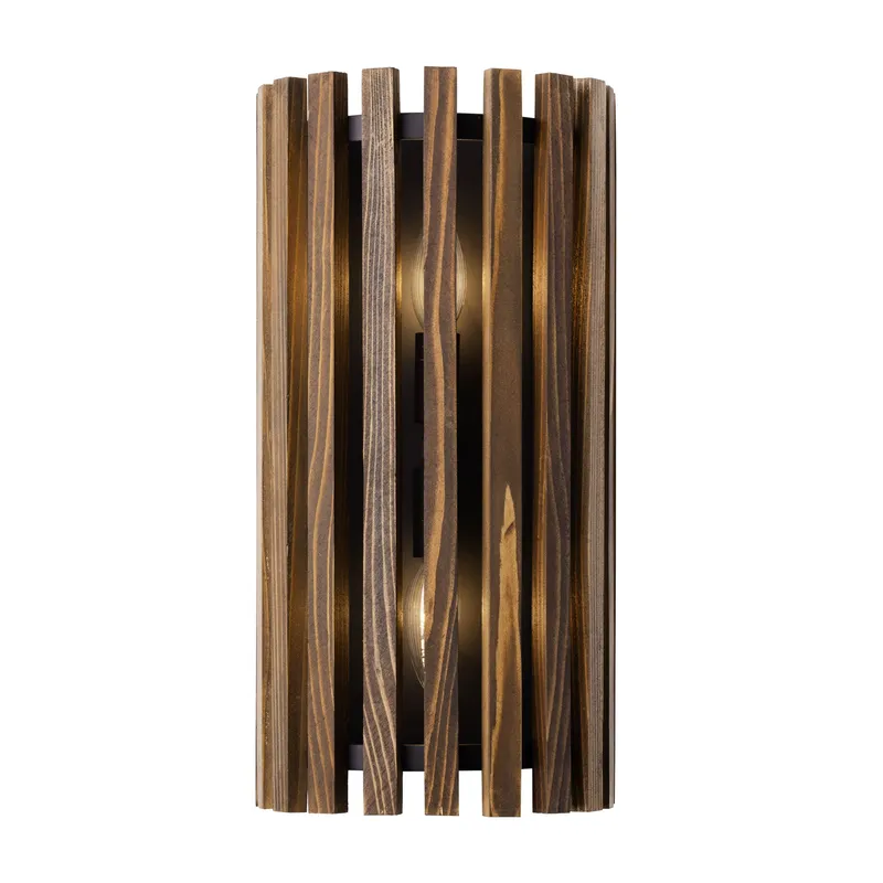 Suratto 2 Light   Sconce - Matte Black/Medium Walnut — Varaluz Lighting LED Wall Lights  