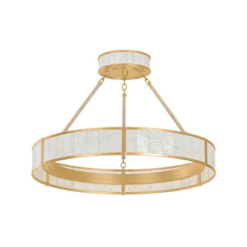 Halcott 1-Light Chandelier in Vintage Gold Leaf 30W x 4.75H — Foundry Lighting LED Pendant Lights 30.0W 