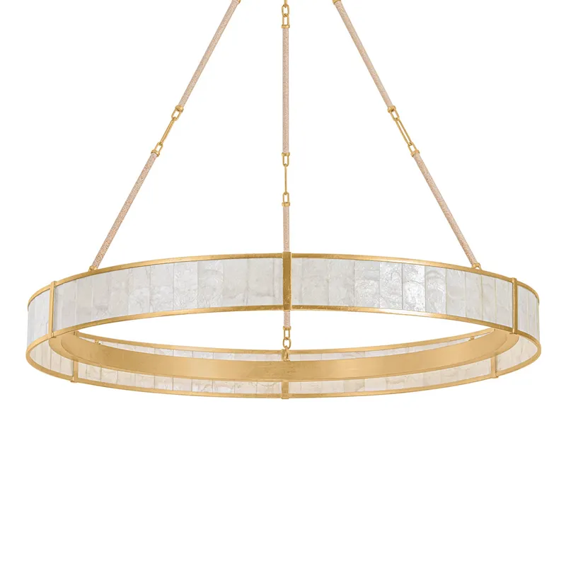 Halcott 1-Light Chandelier in Vintage Gold Leaf 42W x 5H — Foundry Lighting LED Pendant Lights 42.0W 