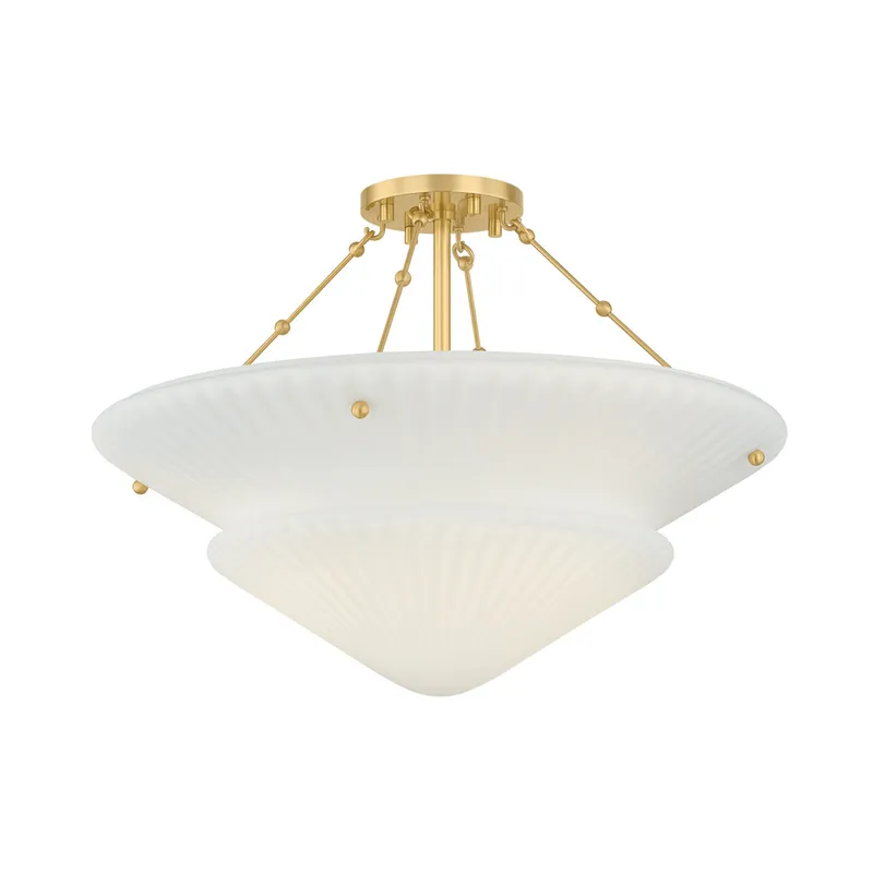 Loburn 3-Light Semi Flush in Aged Brass 20.25W x 14.25H — Foundry Lighting LED Ceiling Lights 25.0W 