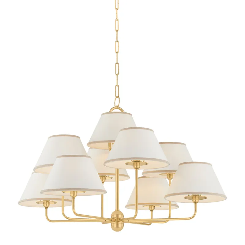 Durland 9-Light Chandelier in Aged Brass 40.5W x 25H — Foundry Lighting LED Pendant Lights 40.5W 