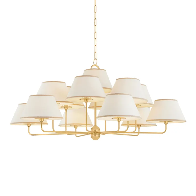 Durland 13-Light Chandelier in Aged Brass 55W x 25.75H — Foundry Lighting LED Pendant Lights 55.0W 