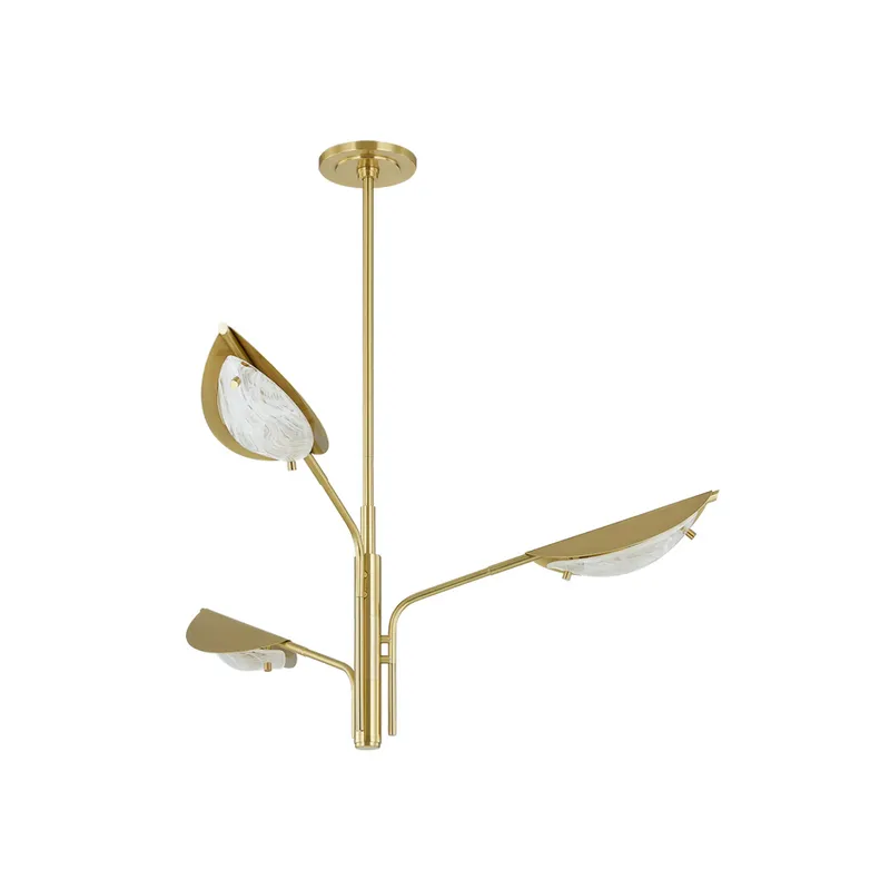 Levin 3-Light Chandelier in Aged Brass 40W x 18.5H — Foundry Lighting LED Pendant Lights 40.0W 