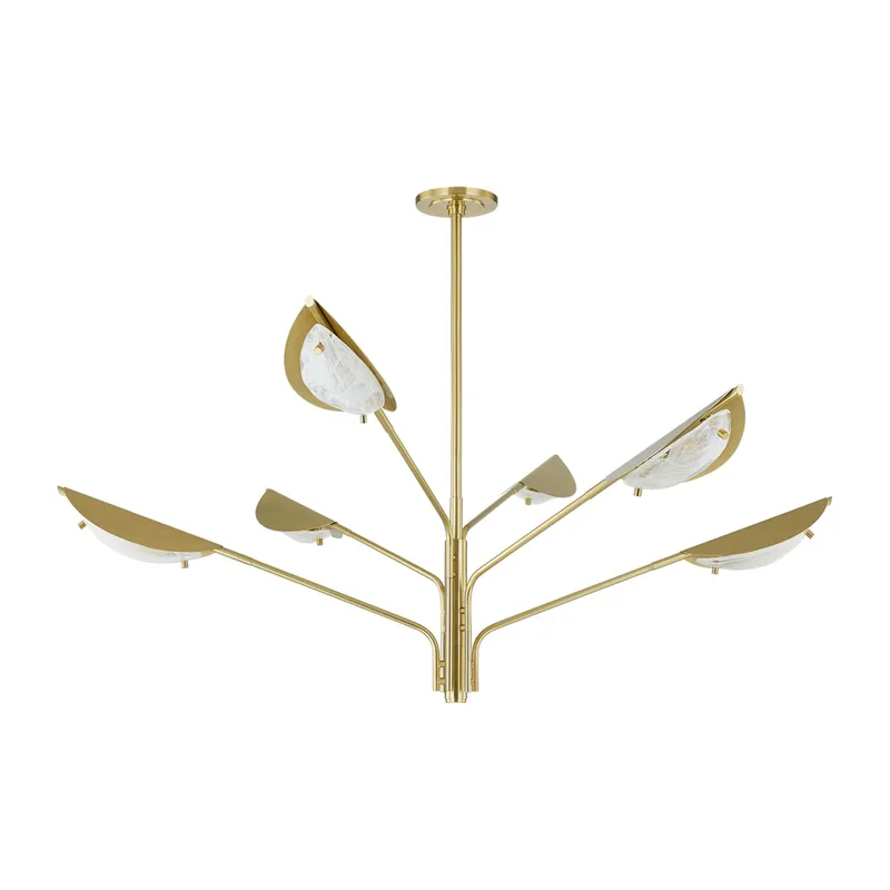 Levin 6-Light Chandelier in Aged Brass 54W x 21.25H — Foundry Lighting LED Pendant Lights 54.0W 