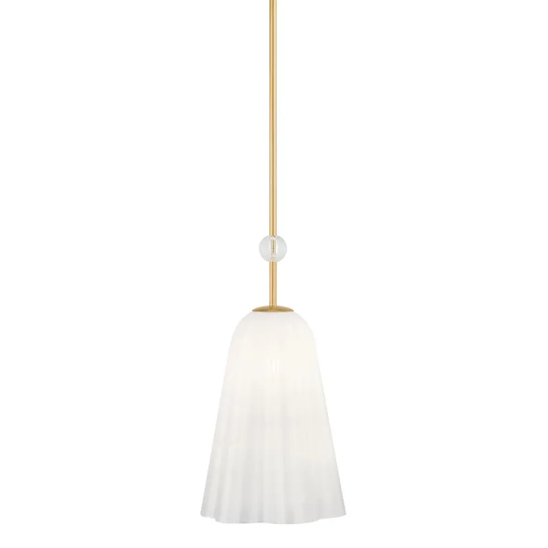 Cambria Heights 1-Light Pendant in Aged Brass 10.25W x 19.5H — Foundry Lighting LED Pendant Lights 25.0W 