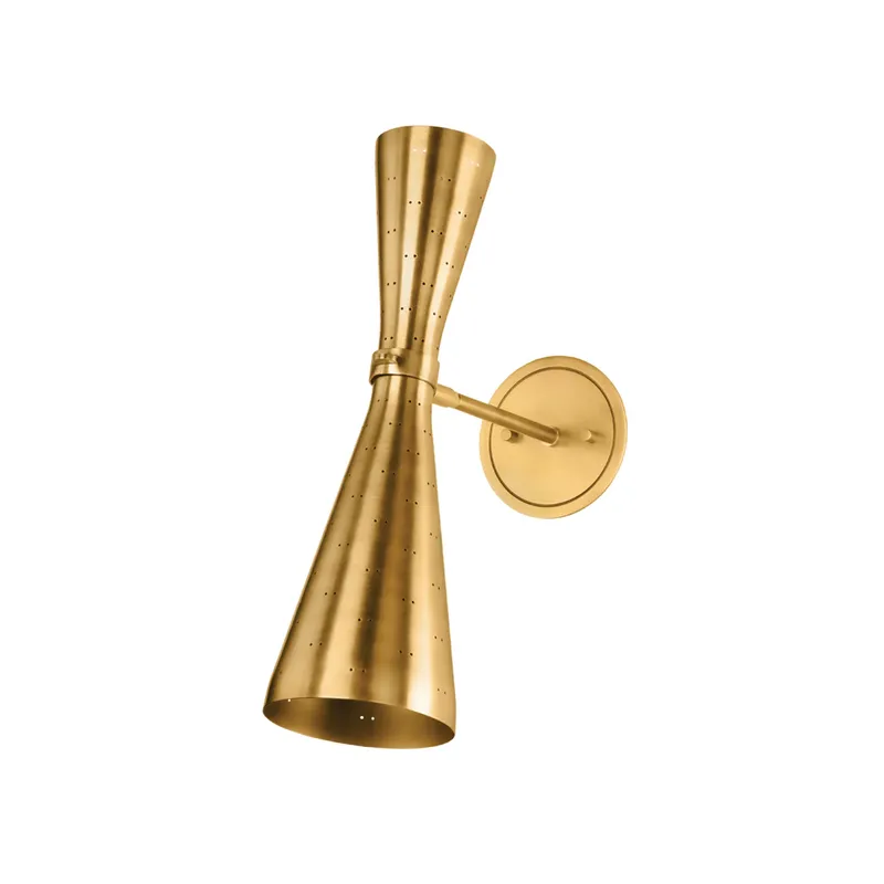 Allanton 2-Light Wall Sconce in Aged Brass 5.25W x 17.5H — Foundry Lighting LED Wall Lights 25.0W 