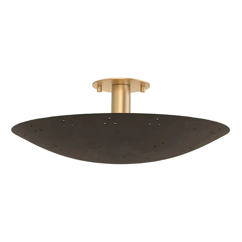 Bern 3-Light Flush Mount in Vintage Brass 18W x 6.75H (8718-VB/BRZ) — Foundry Lighting LED Ceiling Lights 18.0W 