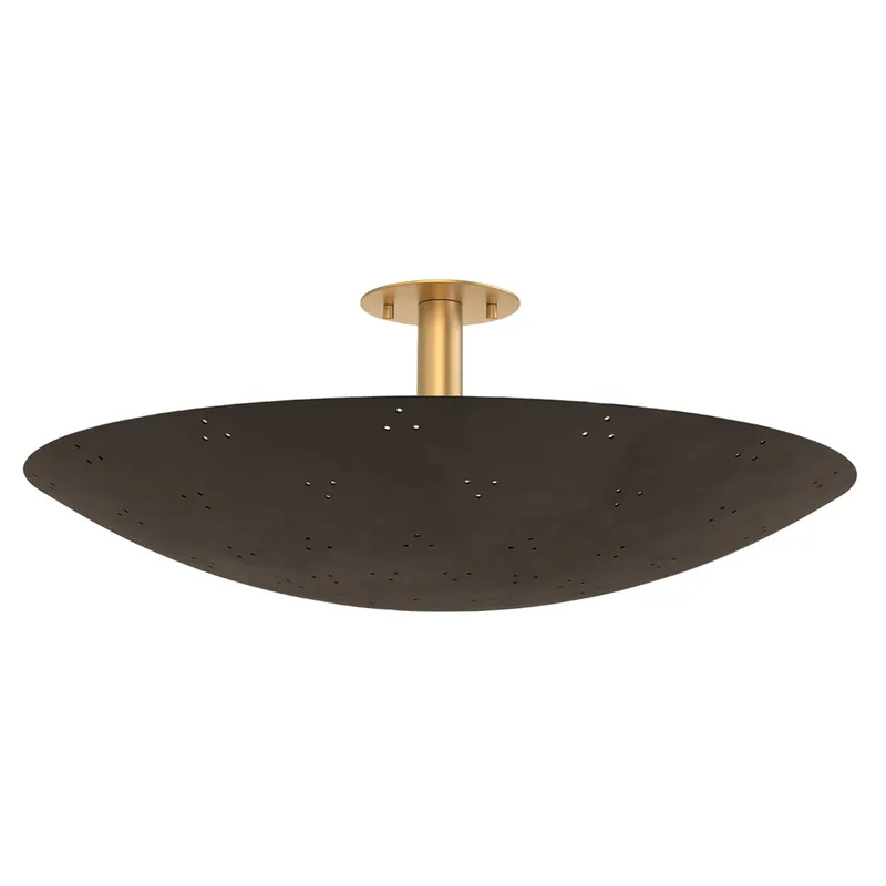 Bern 3-Light Flush Mount in Vintage Brass 28W x 10.5H (8728-VB/BRZ) — Foundry Lighting LED Ceiling Lights 28.0W 