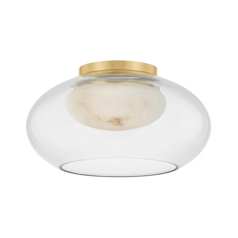 Moore 1-Light Flush Mount in Aged Brass 12W x 6.5H — Foundry Lighting LED Ceiling Lights 12.0W 