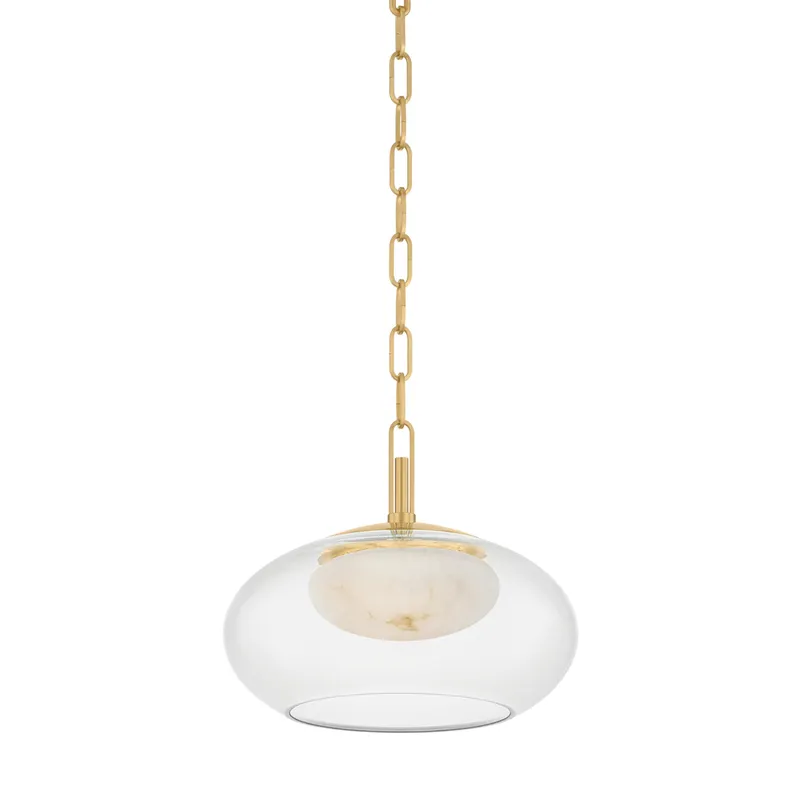 Moore 1-Light Pendant in Aged Brass 12W x 10H — Foundry Lighting LED Pendant Lights 12.0W 