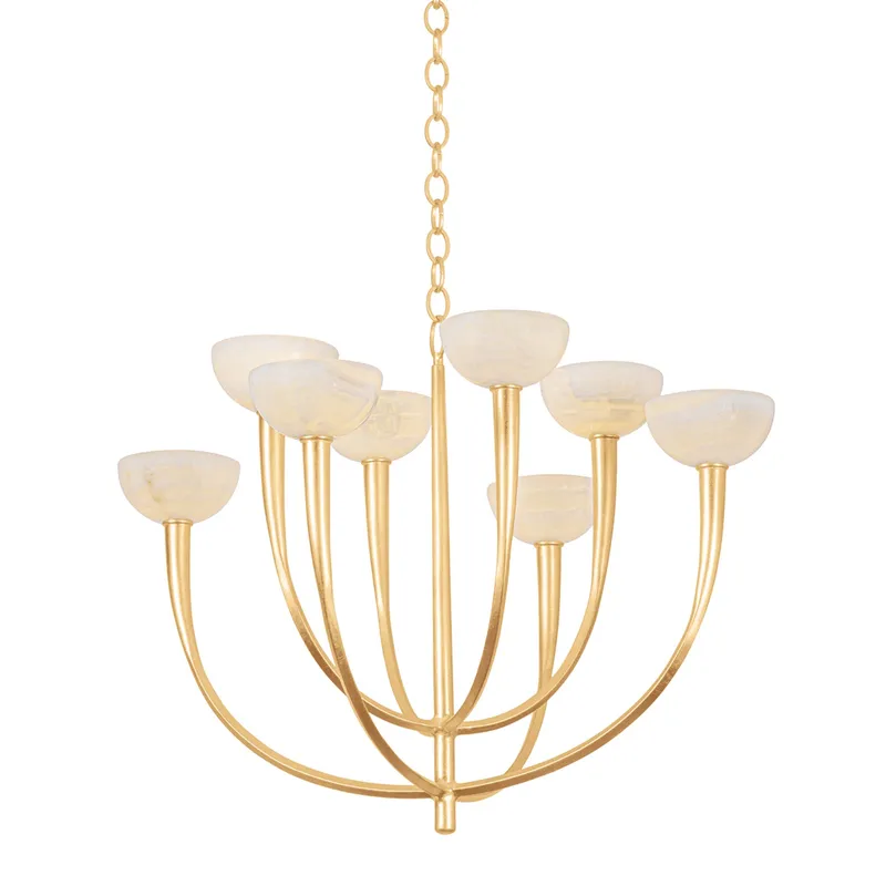 Maywood 8-Light Chandelier in Vintage Gold Leaf 33.5W x 24.5H — Foundry Lighting LED Pendant Lights 33.5W 
