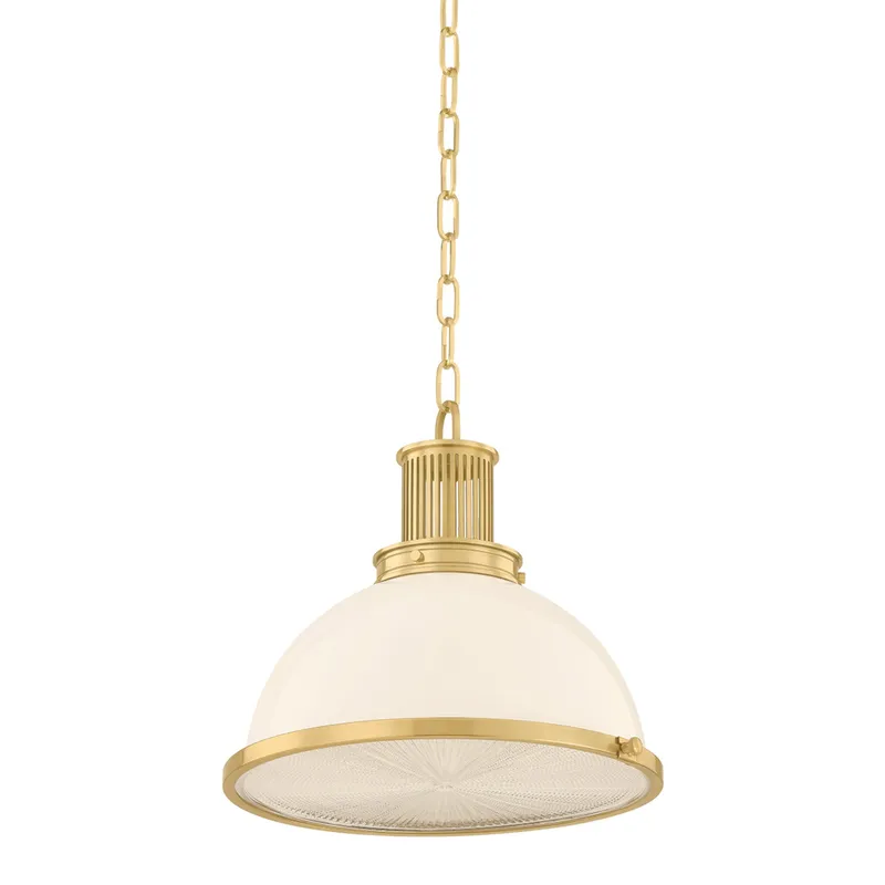 Pinesbridge 1-Light Pendant in Aged Brass 14.5W x 13.75H — Foundry Lighting LED Pendant Lights 14.5W 