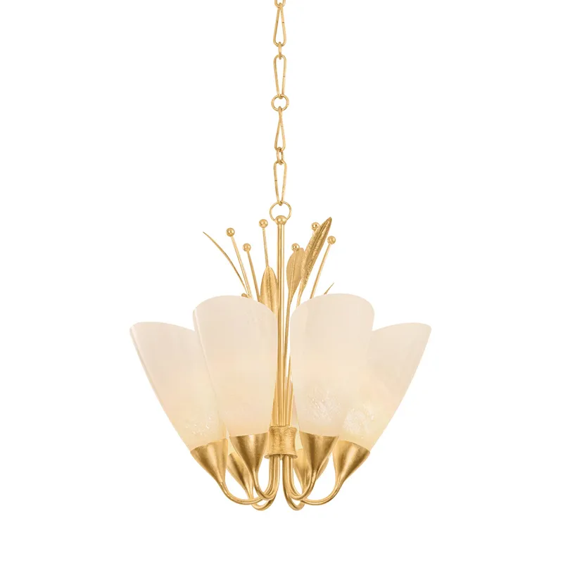 Forest Glen 6-Light Chandelier in Vintage Gold Leaf 26W x 26H — Foundry Lighting LED Pendant Lights 26.0W 