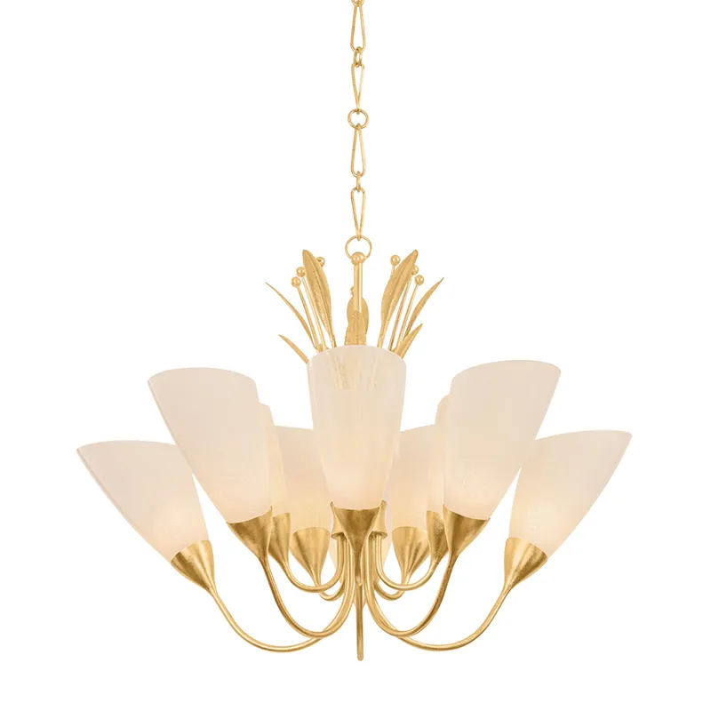 Forest Glen 1-Light Chandelier in Vintage Gold Leaf 42.25W x 29.75H — Foundry Lighting LED Pendant Lights 25.0W 