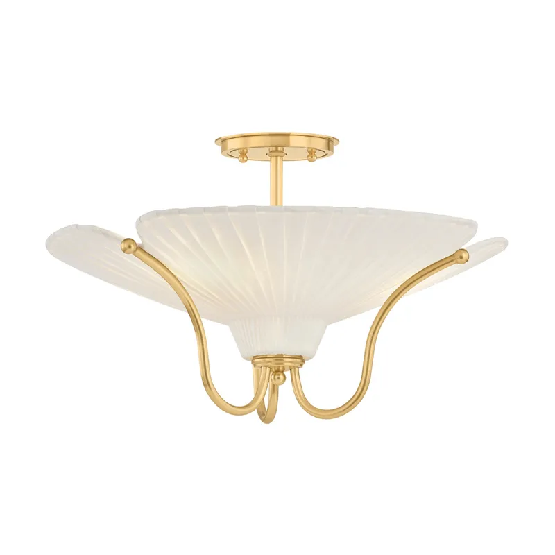 Gerhard 3-Light Semi Flush in Aged Brass by Augusta Hoffman 18.25W x 11.5H — Foundry Lighting LED Ceiling Lights 25.0W 