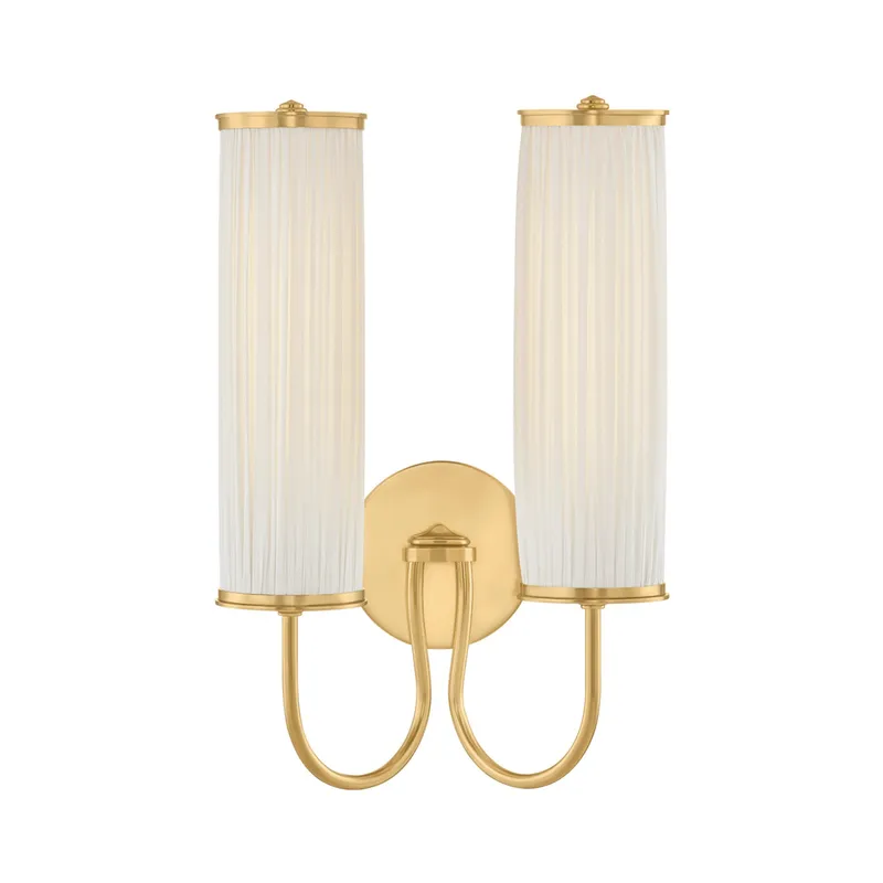 Elaine 2-Light Wall Sconce in Aged Brass by Augusta Hoffman 10.25W x 16.5H — Foundry Lighting LED Wall Lights 25.0W 