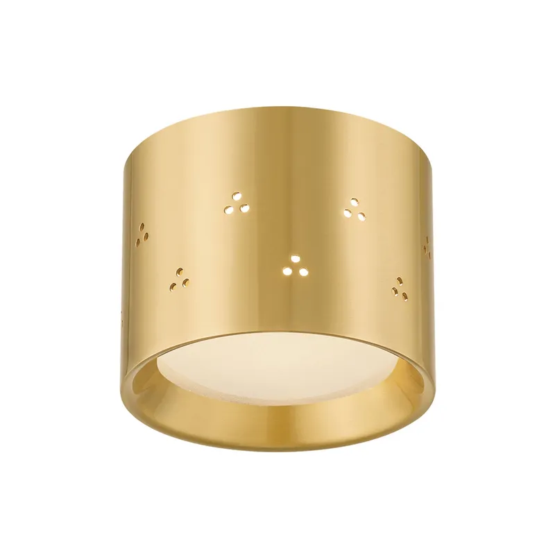 Edisto 1-Light Flush Mount in Aged Brass by Cortney Bishop 4.5W x 3.5H — Foundry Lighting LED Ceiling Lights 4.5W 