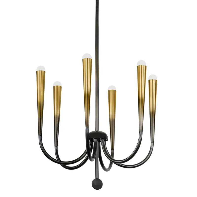Adley 6-Light Chandelier in Gradient Brass by Cortney Bishop 26.5W x 26.5H — Foundry Lighting LED Pendant Lights 26.5W 