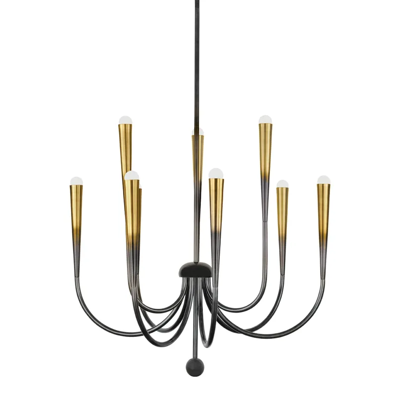 Adley 9-Light Chandelier in Gradient Brass by Cortney Bishop 39.75W x 39H — Foundry Lighting LED Pendant Lights 75.0W 