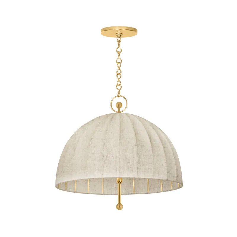 Palmetto 1-Light Pendant in Aged Brass by Cortney Bishop 20W x 18.5H — Foundry Lighting LED Pendant Lights 20.0W 
