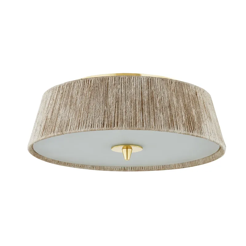 George 3-Light Semi Flush in Aged Brass by Cortney Bishop 18W x 6.5H — Foundry Lighting LED Ceiling Lights 18.0W 