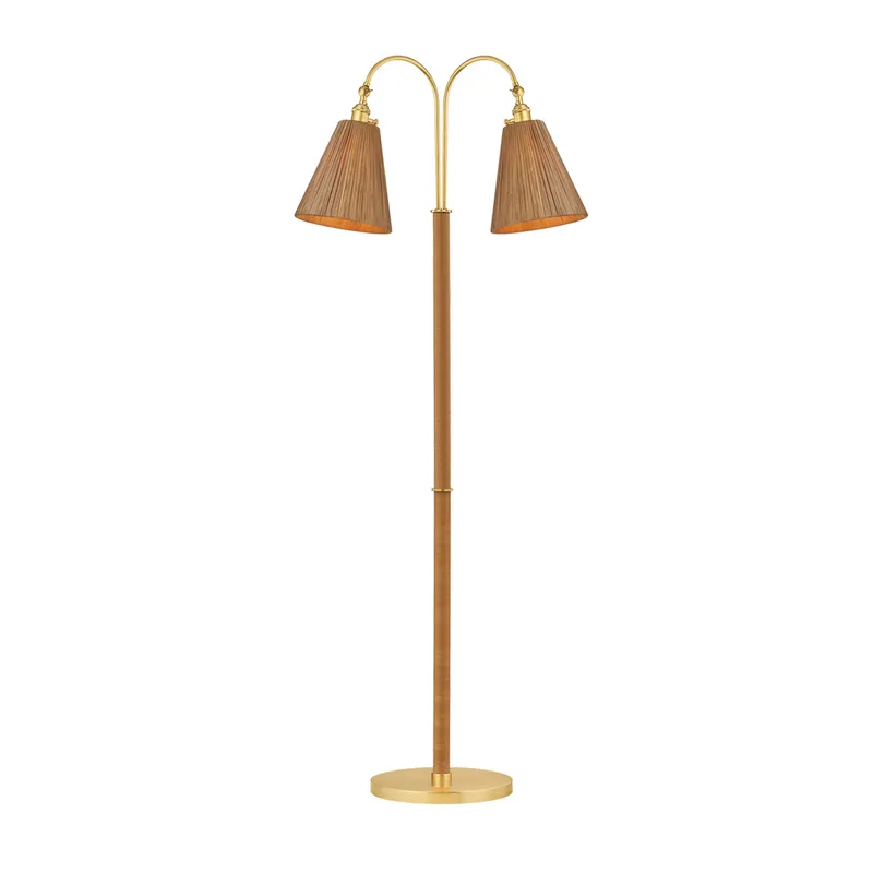 Ruthin 2-Light Floor Lamp in Aged Brass 11.75L x 30.75W x 60H — Foundry Lighting LED General Lighting 75.0W 