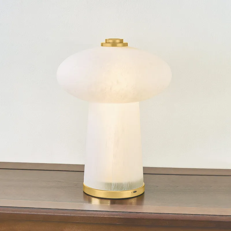 Fords 1-Light Rechargeable Table Lamp in Aged Brass 10.25W x 13.75H — Foundry Lighting LED General Lighting 25.0W 