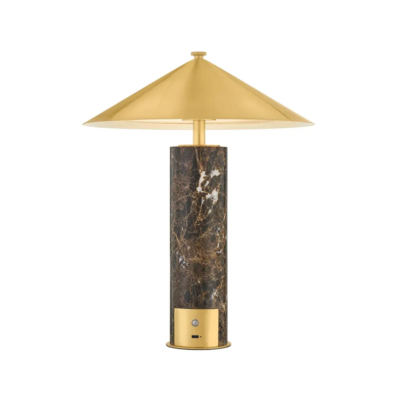 Permont 1-Light Rechargeable Table Lamp in Aged Brass 11.75W x 15H — Foundry Lighting LED General Lighting 75.0W 